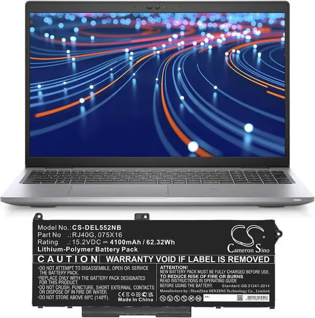Alt view image 2 of 5 - 4100mAh Battery for DELL Latitude 14 5420, 14 5420 CHKFM, 14 5420 FDTCY, 14 5420 XPC5H,15 5520, 15 5520 39V1H, 15 5520 FPKNM, Precision 15 3560, 15 3560 3H45Y, Precision 15 3560 F3T9T, 075X16, RJ40G