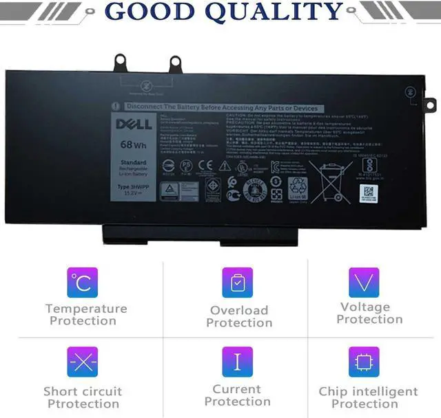Alt view image 5 of 6 - DELL 3HWPP 15.2V 68Wh Battery for Dell Latitude 5410 5510 5501 5401 5411 5511 Precision 3541 3551,Inspiron 7706 2-in-1, Inspiron 17 7500 7506 2-in-1 Black 03HWPP 10X1J N2NLL 1VY7F 01VY7F 451-BCMN