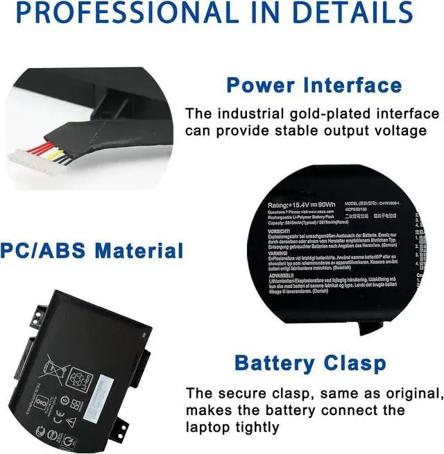Alt view image 3 of 6 - C41N1906-1 Laptop Battery Replacement for ASUS TUF Gaming A17 FA706 FA706IU FA706II A15 FA506 FA506QR FA506II 2021 F15 FX506 FX506L FX506H Series 0B200-03590000 5845Wh 15.4V 90Wh