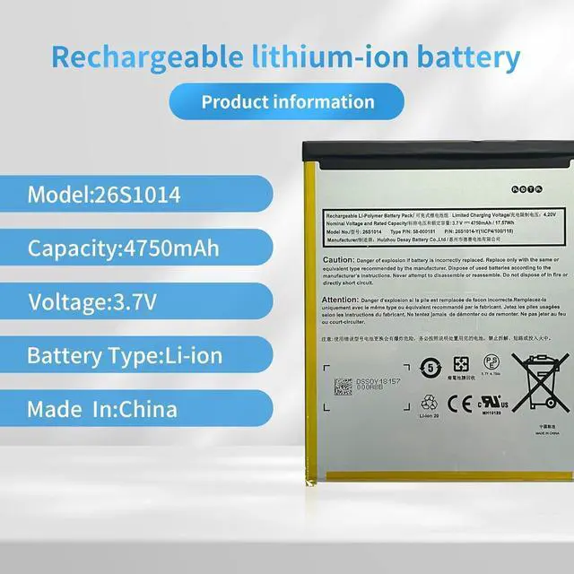 Alt view image 3 of 7 - 26S1014 26S1014-Y ST23 58-000181 58-000219 MC-31A0B8 1ICP4/100/118 Laptop Battery Compatible with Fire 8 7 Generation SX034QT SX0340T Series(3.8V 17.57Wh)