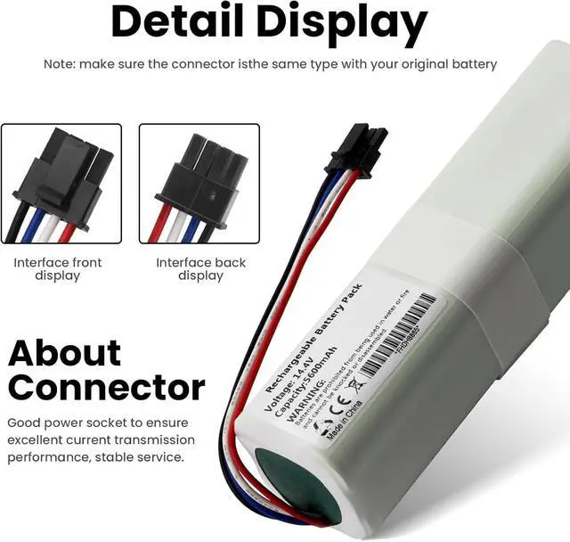 Alt view image 4 of 7 - 5600mAh Vacuum Cleaner Battery Compatible with Find Mova L600 (rzls4) Cordless Vacuum Cleaner Total Clean Battery 14.4V