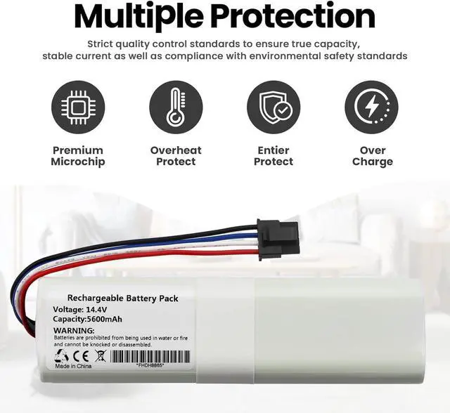 Alt view image 6 of 7 - 5600mAh Vacuum Cleaner Battery Compatible with Find Mova L600 (rzls4) Cordless Vacuum Cleaner Total Clean Battery 14.4V