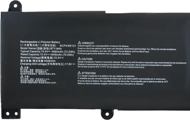 Alt view image 6 of 7 - 15.4V 4680mAh/72Wh BTY-M4A Laptop Battery Compatible with MSI Stealth 14 Studio A13VF A12MT A13MT A13VG A1VGG Series