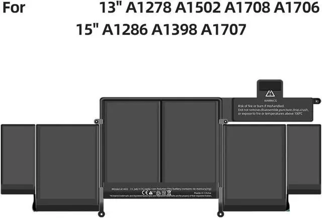 Alt view image 2 of 6 - BeNtli A1322 A1493 A1713 A1819 A1417 A1618 A1321 BatteryCompatible for MacBook Pro 13" A1278 A1502 A1708 A1706 15" A1286 A1398 A1707(A1706(Late 2016))