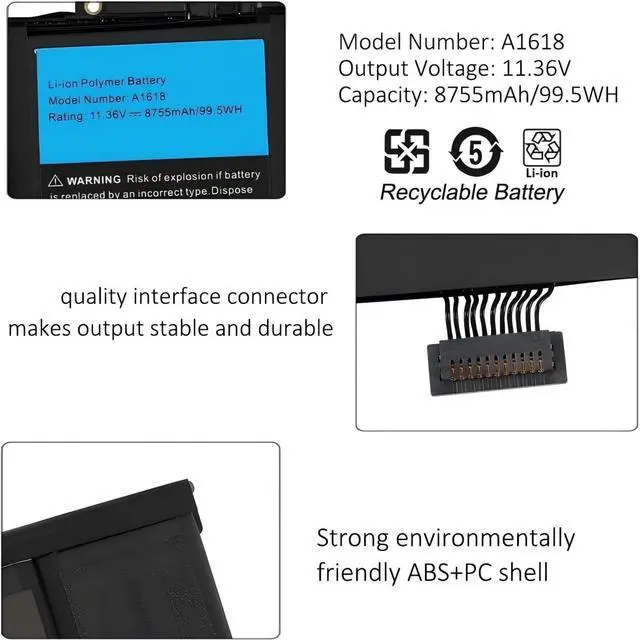 Alt view image 6 of 7 - 11.36V 99.5Wh A1618 Battery,Compatible for MacBook Pro 15" Retina A1398 2015 Year 020-00079 MJLQ2LL/A MJLT2LL/A with Tools