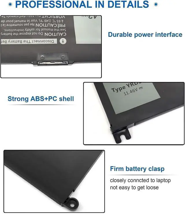 Alt view image 6 of 7 - YRDD6 1VX1H Laptop Battery,Compatible for Inspiron 5482 5485 5491 3310 2-in-1 3493 3593 3793 5493 5585 5593 5480 5590 3584 Vostro 3491