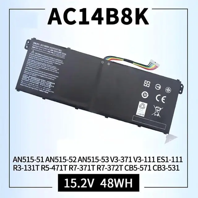 Alt view image 2 of 7 - AC14B8K Laptop Battery,Compatible for Acer Nitro 5 AN515-51 AN515-52 AN515-53,Compatible for Aspire V3-371 V3-111 ES1-111 ES1-512 R3-131T R5-471T R7-371T R7-372T