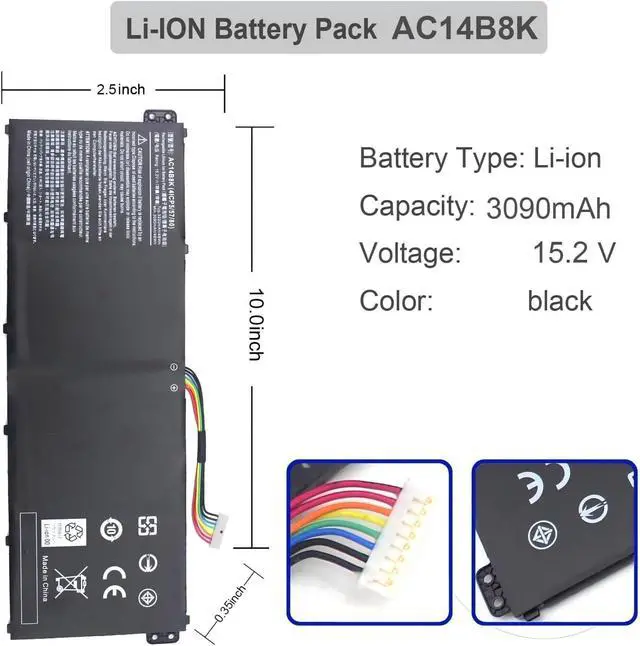 Alt view image 5 of 7 - AC14B8K Laptop Battery,Compatible for Acer Nitro 5 AN515-51 AN515-52 AN515-53,Compatible for Aspire V3-371 V3-111 ES1-111 ES1-512 R3-131T R5-471T R7-371T R7-372T