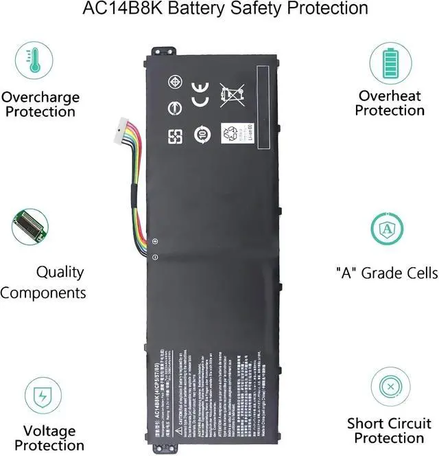 Alt view image 4 of 7 - AC14B8K Laptop Battery,Compatible for Acer Nitro 5 AN515-51 AN515-52 AN515-53,Compatible for Aspire V3-371 V3-111 ES1-111 ES1-512 R3-131T R5-471T R7-371T R7-372T