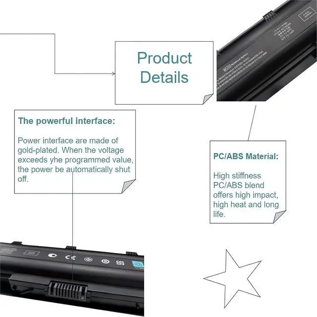 Alt view image 4 of 5 - MU06 MU09 593553-001 593554-001 Battery,Compatible for HP Pavilion DM4 G4 G6 G7 DV3-4000 DV5-2000 DV6-3000 DV7-6000 CQ42 CQ56 CQ57 CQ62