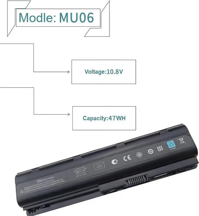 Alt view image 5 of 5 - MU06 MU09 593553-001 593554-001 Battery,Compatible for HP Pavilion DM4 G4 G6 G7 DV3-4000 DV5-2000 DV6-3000 DV7-6000 CQ42 CQ56 CQ57 CQ62
