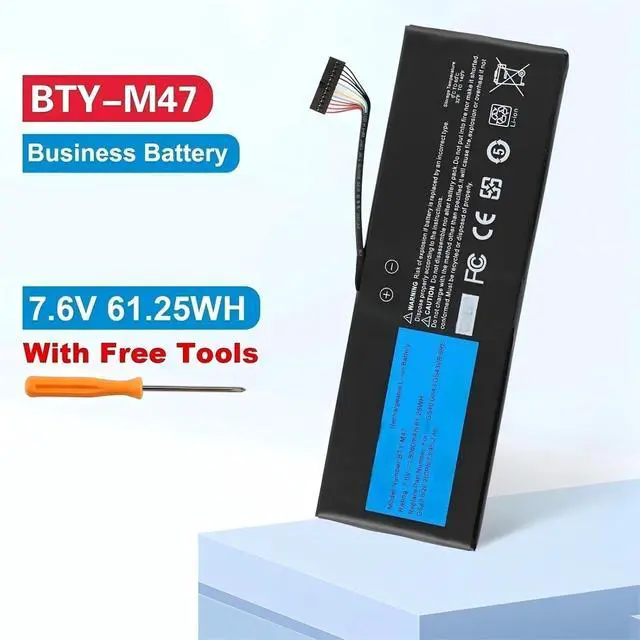 Alt view image 2 of 7 - BTY-M47 Laptop Battery,Compatible for MSI GS40 GS43 GS43VR 6RE GS40 6QE 2ICP5/73/95-2 MS-14A3 MS-14A1 7.6V 8060mAh
