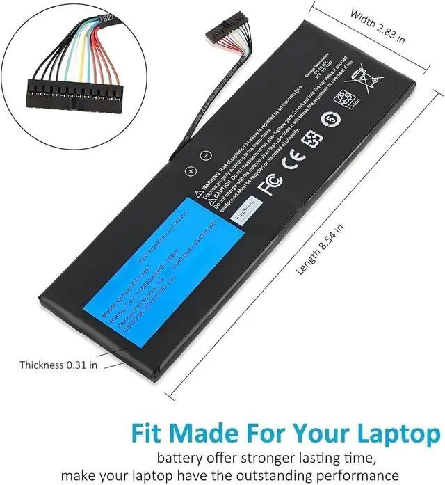 Alt view image 5 of 7 - BTY-M47 Laptop Battery,Compatible for MSI GS40 GS43 GS43VR 6RE GS40 6QE 2ICP5/73/95-2 MS-14A3 MS-14A1 7.6V 8060mAh