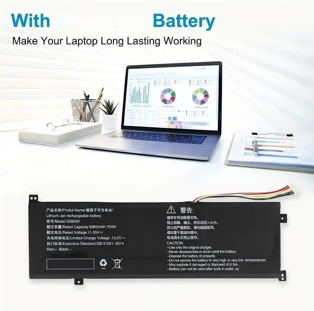 Alt view image 4 of 7 - SSBS81 Laptop Battery,Compatible for Mechrevo 10 16 Pro Code01 2022 Edition 2023 R5 R7-6800H Tablet PC 16HD-5BB6U 11.55V 70Wh