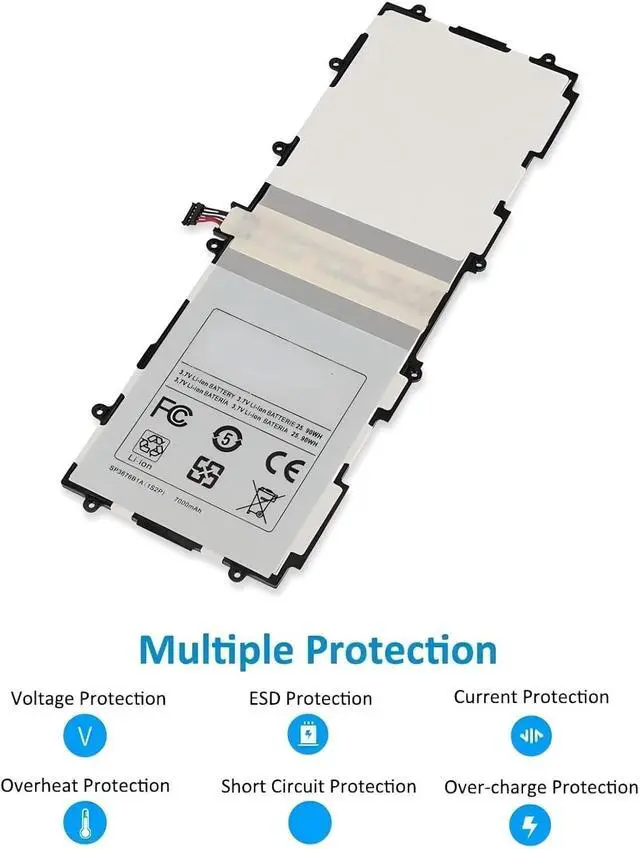 Alt view image 4 of 7 - Sp3676b1a (1s2p) Tablet Battery,Compatible for Samsung Galaxy Note 10.1 Tab 2 P5100 P5110 P7500 P7510 N8000 N8010 N8013 7000mAh.