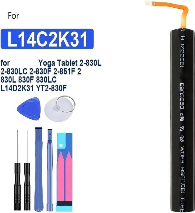 Alt view image 2 of 4 - L14C2K31 L14D2K31 L14C3K31 L14D3K31 9600mAh Laptop Battery,Compatible for Lenovo Yoga Tablet 2 830L 830F 2-830L 2-1050L 1050F 2-1050F 2-1051L.(L14C2K31 L14D2K31)
