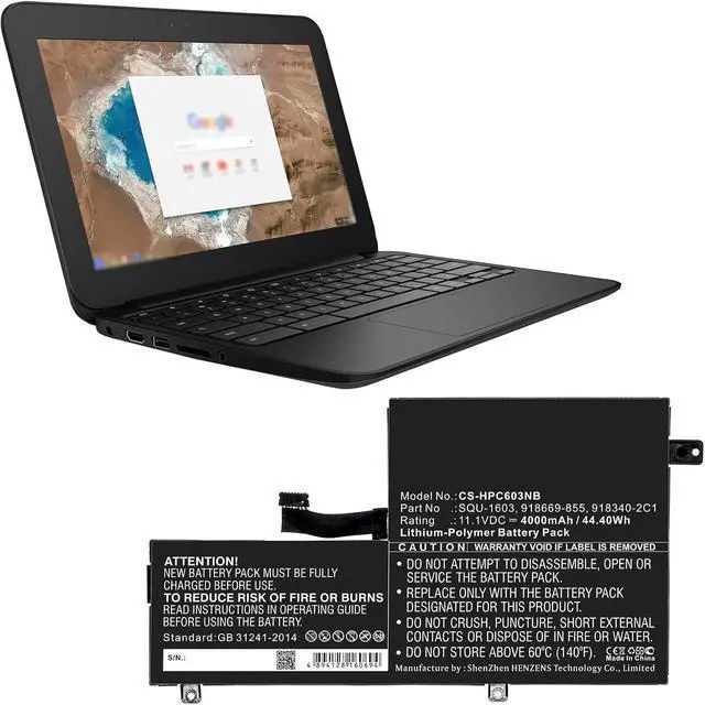 Alt view image 5 of 5 - Replacement Battery for H'P 11 G5 EE Chromebook,Choromebook 11 G5,PN:918340-2C1,918669-855,SQU-1603,4000mAh