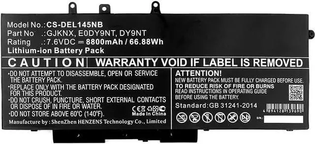 Alt view image 3 of 3 - Replacement Battery for DEL'L 00JWGP,03VC9Y,4YFVG,C7J70,DV9NT,FPT1C,GD1JP,GJKNX,KCM82,O3VC9Y,PN:00JWGP,03VC9Y,4YFVG,C7J70,DV9NT,FPT1C,GD1JP,GJKNX,KCM82,O3VC9Y,8800mAh