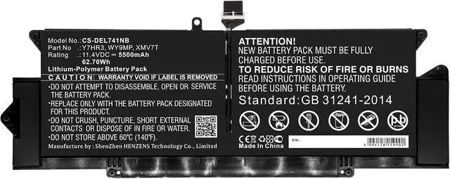 Alt view image 3 of 4 - Replacement Battery for DEL'L Latitude 7410,PN:35J09,7YX5Y,WY9MP,XMV7T,Y7HR3,YJ9RP,5500mAh