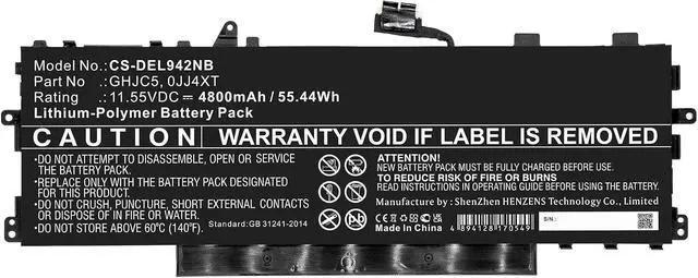Alt view image 3 of 5 - Replacement Battery for DEL'L Latitude 9420 2-in-1,PN:0JJ4XT,GHJC5,4800mAh
