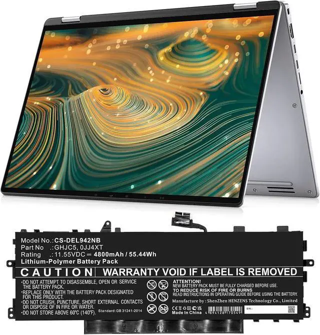 Alt view image 5 of 5 - Replacement Battery for DEL'L Latitude 9420 2-in-1,PN:0JJ4XT,GHJC5,4800mAh