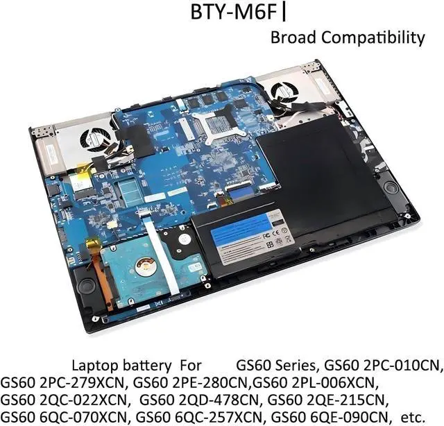 Alt view image 7 of 7 - BTY-M6F Laoptop Battery,Compatible for MSI,GS60 2QC 2QE 2PM 2PC 2PL 6QC PX60 6QE 6QD MS-16H2 MS-16H4 11.4V 4640mAh.