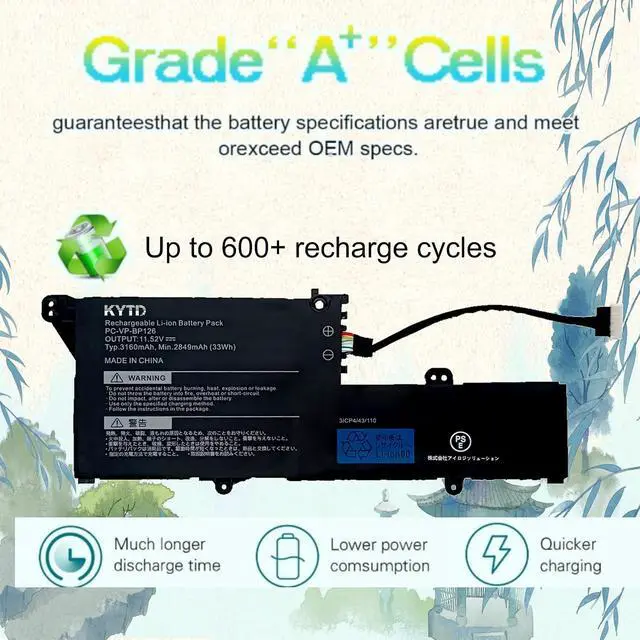 Alt view image 4 of 7 - PC-VP-BP126 Laptop Battery compatiable with for NEC LaVie GN10R7 GN10R8/9A Series Compatible Part Number PC-VP-BP120 PC-VP-BP126 33Wh-11.52V