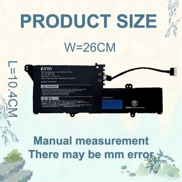 Alt view image 5 of 7 - PC-VP-BP126 Laptop Battery compatiable with for NEC LaVie GN10R7 GN10R8/9A Series Compatible Part Number PC-VP-BP120 PC-VP-BP126 33Wh-11.52V