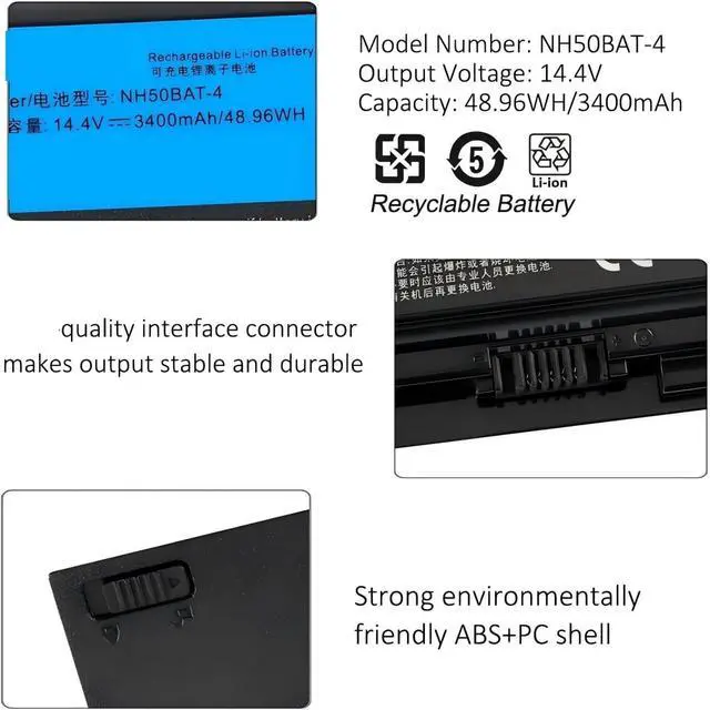 Alt view image 5 of 6 - NH50BAT-4 Battery,Compatible for Clevo,NH70RAQ NH55EDQ NH50RA NH55RCQ NH58RDQ NH70RHQ NH58RCQ for machenike T58 for Sager NP6875