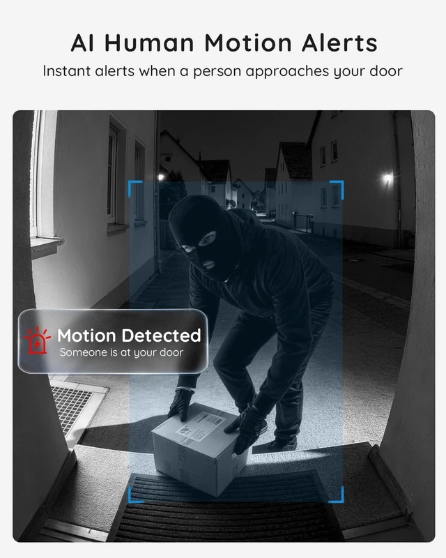 Alt view image 4 of 7 - BOIFUN Video Doorbell Camera Wireless No Subscription Required, 2K HD, 166° Wide View, HDR Night Vision, Motion Alerts, Two-Way Audio & Package Watch with Chime, Battery Powered, 2.4 GHz Wi-Fi Only