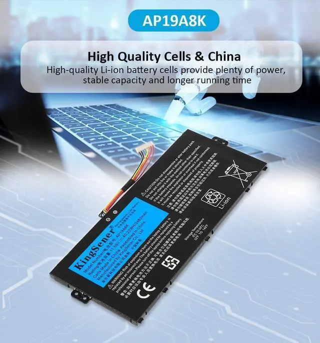 Alt view image 2 of 7 - AP19A8K Laptop Battery for Acer Chromebook Spin 11 CP311-1H CP311-2H CP311-1HN CP311-2HN CP311-1H-C1FS CP311-2H-C679 CP311-2H-C7QD CP311-2H-C3KA Spin 511 R752T R752TN-C07T R752T-C3M5 40.22Wh