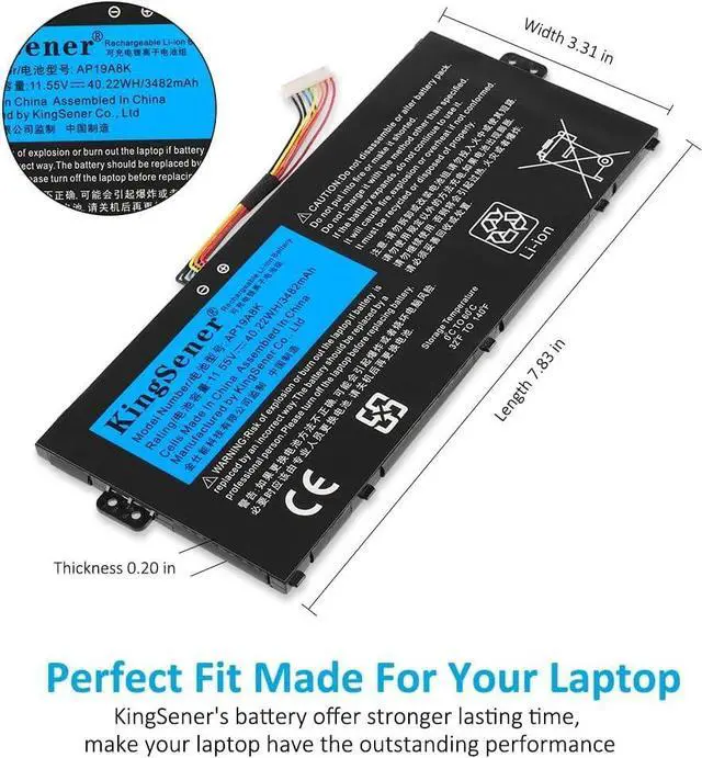 Alt view image 4 of 7 - AP19A8K Laptop Battery for Acer Chromebook Spin 11 CP311-1H CP311-2H CP311-1HN CP311-2HN CP311-1H-C1FS CP311-2H-C679 CP311-2H-C7QD CP311-2H-C3KA Spin 511 R752T R752TN-C07T R752T-C3M5 40.22Wh