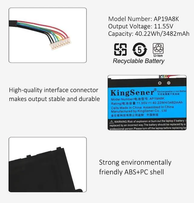 Alt view image 5 of 7 - AP19A8K Laptop Battery for Acer Chromebook Spin 11 CP311-1H CP311-2H CP311-1HN CP311-2HN CP311-1H-C1FS CP311-2H-C679 CP311-2H-C7QD CP311-2H-C3KA Spin 511 R752T R752TN-C07T R752T-C3M5 40.22Wh