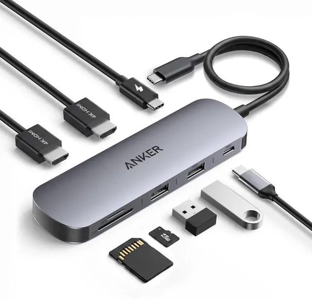 Main image of Anker Nano 8-in-1 USB C Docking Station, Dual Monitor Laptop Dock with 4K@60 Hz HDMI, 10 Gbps 1 USB-C, 2 USB-A 3.0, 85W PD, SD/TF, for Dell, Lenovo, HP, and Windows Laptops (Charger Not Included)