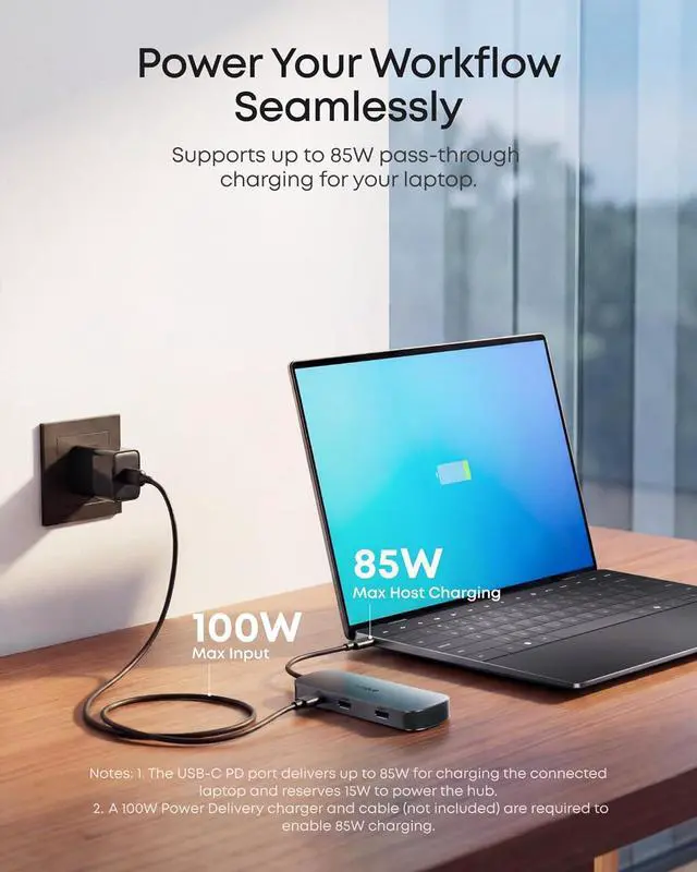 Alt view image 7 of 7 - Anker Nano 8-in-1 USB C Docking Station, Dual Monitor Laptop Dock with 4K@60 Hz HDMI, 10 Gbps 1 USB-C, 2 USB-A 3.0, 85W PD, SD/TF, for Dell, Lenovo, HP, and Windows Laptops (Charger Not Included)