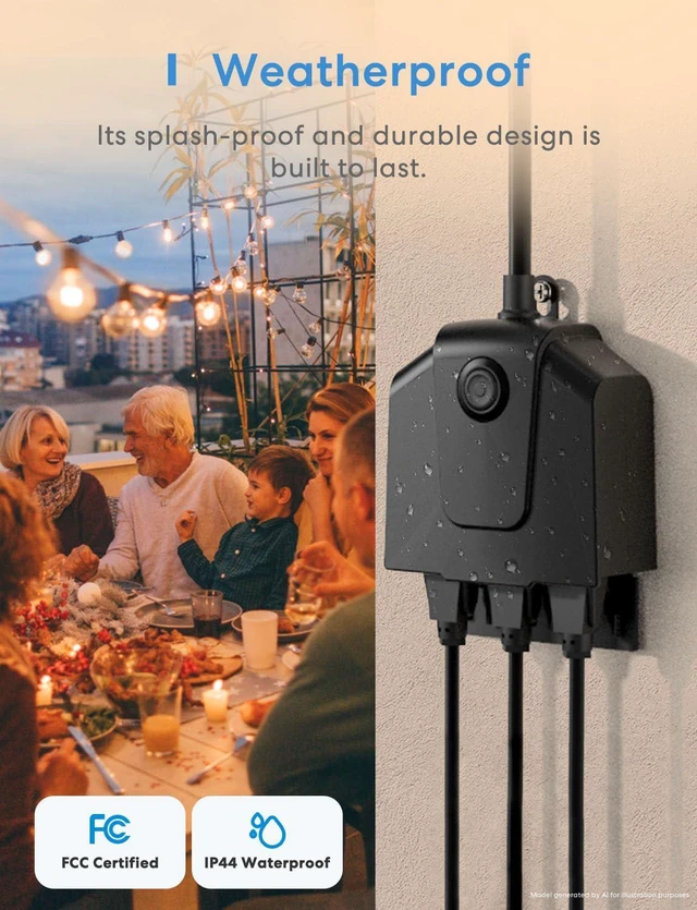 Alt view image 3 of 7 - meross Outdoor Smart Plug, Outdoor Wi-Fi Outlet with 3 Independent Sockets Compatible with Apple Homekit, Alexa, Google Home and SmartThings, Voice & Remote Control, Timer, 2.4 GHz only