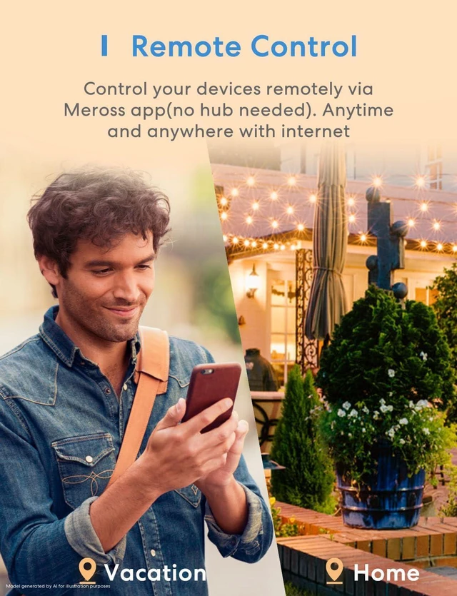 Alt view image 4 of 7 - meross Outdoor Smart Plug, Outdoor Wi-Fi Outlet with 3 Independent Sockets Compatible with Apple Homekit, Alexa, Google Home and SmartThings, Voice & Remote Control, Timer, 2.4 GHz only