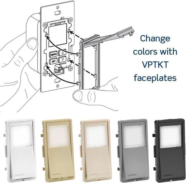 Alt view image 7 of 7 - Leviton Decora Timer Switch, Programmable and Astronomical, Lights and Motor Loads, Single Pole or 3-Way, VPT24-1PZ, White