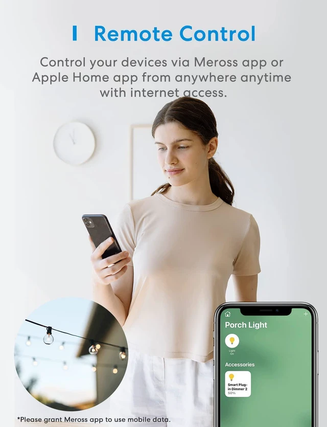 Alt view image 4 of 7 - meross Smart Dimmer Plug, Outdoor Smart Plug WiFi Works with Apple HomeKit, Alexa, Google Home, IP44 Waterproof Outdoor Dimmer for String Lights, Routine Offline Control, Sunset & Sunrise