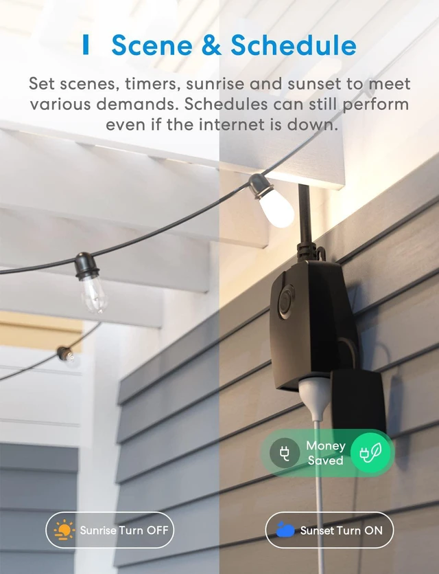 Alt view image 5 of 7 - meross Smart Dimmer Plug, Outdoor Smart Plug WiFi Works with Apple HomeKit, Alexa, Google Home, IP44 Waterproof Outdoor Dimmer for String Lights, Routine Offline Control, Sunset & Sunrise