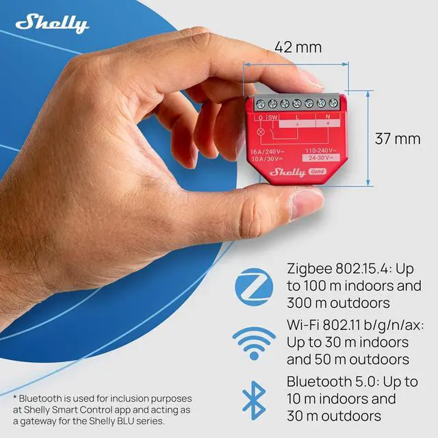 Alt view image 4 of 7 - Shelly 1PM Gen4, Smart Relay Switch WiFi, Matter & Zigbee, Power Metering | Home Automation, Alexa, Google Home, Apple HomeKit Compatible, Home Assistant iOS Android App, No Hub