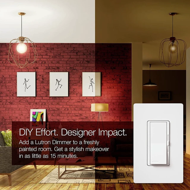 Alt view image 5 of 7 - Lutron Diva LED+ Dimmer for Dimmable LED, Halogen and Incandescent Bulbs | Single-Pole or 3-Way | DVSCCL-153P-SW | Snow