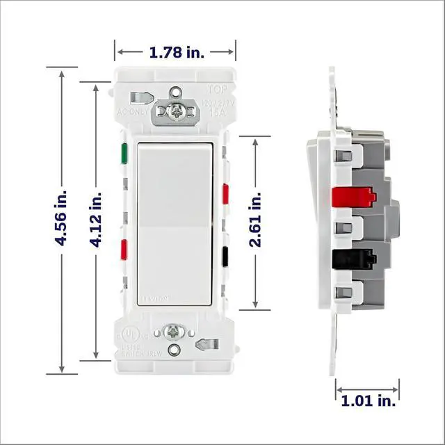 Alt view image 5 of 7 - Leviton 10-Pack Lever Edge 15 Amp 3-Way Decora Switch, E5603-0MW, White
