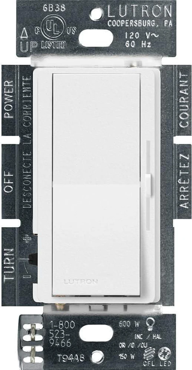 Main image of Lutron Diva LED+ Dimmer for Dimmable LED, Halogen and Incandescent Bulbs | Single-Pole or 3-Way | DVSCCL-153P-SW | Snow