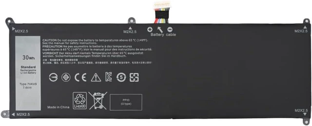 Main image of 7.6V 30Wh 7VKV9 9TV5X 09TV5X V55D0 0V55D0 Replacement Laptop Battery for DELL Latitude XPS 12 7000 7275 9250 Tablet D1308TB D1508TB D1608TB D2308TB D2508TB