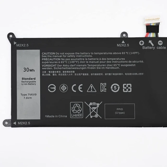 Alt view image 5 of 5 - 7.6V 30Wh 7VKV9 9TV5X 09TV5X V55D0 0V55D0 Replacement Laptop Battery for DELL Latitude XPS 12 7000 7275 9250 Tablet D1308TB D1508TB D1608TB D2308TB D2508TB