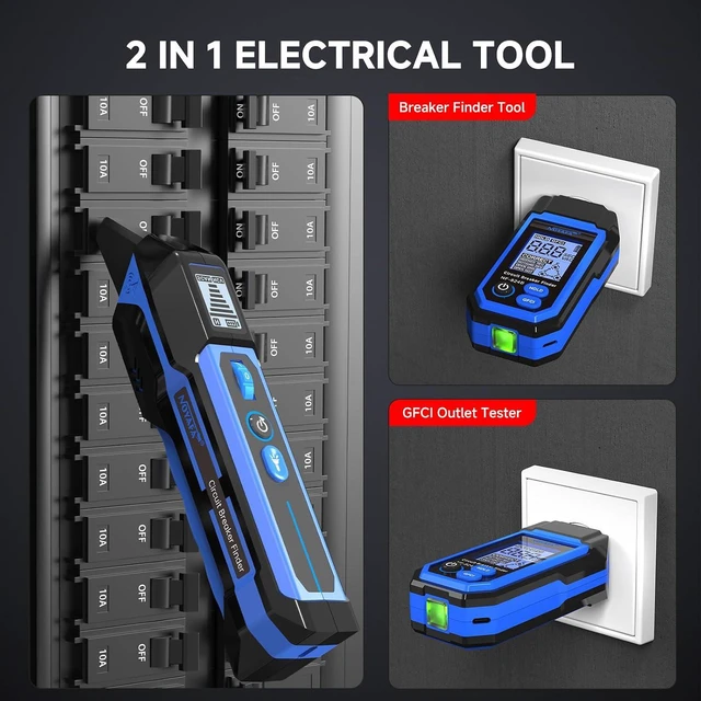 Alt view image 4 of 7 - NOYAFA NF-824B Circuit Breaker Finder with LCD Display & GFCI Outlet Tester, Rechargeable NCV Electrical Circuit Tracer, AC Circuit Breaker Finder Tool, Flashlight, Includes Carrying Case and Adapters