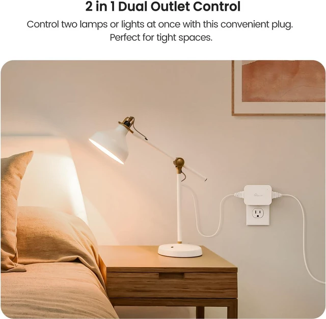 Alt view image 3 of 7 - TREATLIFE 2 in 1 Dimmer Plug with Remote, Wireless Remote Control Outlet, Up to 100FT Range, Plug-in Dimmer Switch for Dimmable Bulbs, String Lights, Max Power 300W
