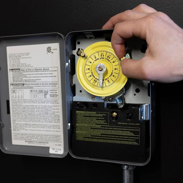 Alt view image 4 of 7 - Intermatic T104 Electromechanical Timer Switch - Proven Durability, 40A Load Capacity, Versatile Scheduling, 1-12 Cycles Per Day - Manual Override, Tripper Included for Reliable Time-Based Control