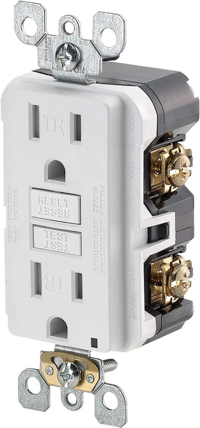 Alt view image 5 of 7 - Leviton 2-Pack GFCI, 15 Amp Tamper-Resistant Receptacle with Led Indicator, GFTR1-2PK, White